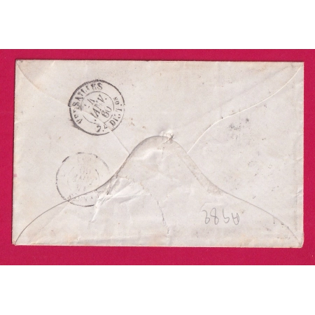 N°14 PARIS BUREAU J TAXE MANUSCRIT 4 AFFR INSUF J EN NOIR POUR VERSAILLES SEINE ET OISE 1860 LETTRE COVER