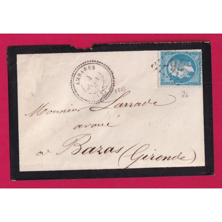 N° 22 GC 76 AMBARES GIRONDE CAD TYPE 22 POUR BAZAS LETTRE COVER