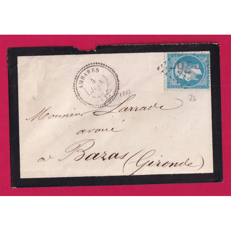N° 22 GC 76 AMBARES GIRONDE CAD TYPE 22 POUR BAZAS LETTRE COVER