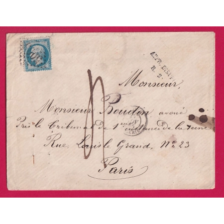 N°22 GC 5005 ALGER ALGERIE TAXE MANUSCRIT 4 AFFR INSUF R2 POUR PARIS LETTRE COVER