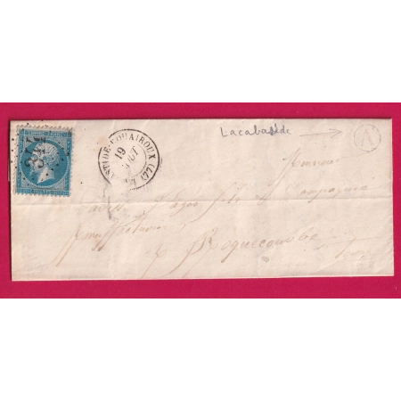 N°22 GC 344 LA BASTIDE ROUAIROUX TARN BOITE RURALE A LACABAREDE POUR ROQUECOURBE LETTRE COVER FRANCE