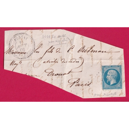 N°22 PC DU GC 4438 PUSSAY SEINE ET OISE CAD TYPE 22 POUR PARIS RARE NON SIGNALE FRAGMENT DE LETTRE COVER FRANCE