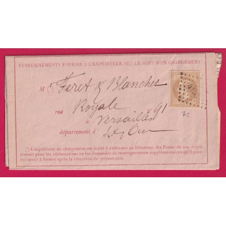 N°28 PC DU GC 4158 VERSAILLES SEINE ET OISE SUR AVIS DE CHARGEMENT + BULLETIN DE DEPOT CHARGEMENT LETTRE COVER