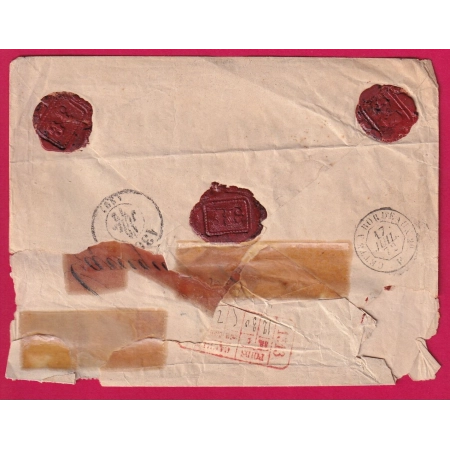 N°60 PAIRE + N°34 PC DU GC 1313 DOLE DU JURA LETTRE CHARGEE POUR MOISSAC TARN ET GARONNE INDICE 17 COVER