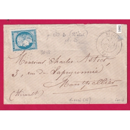N°60B TYPE II PC DU GC 3848 REEMPLOI TARDIF DU PC RIALLE LOIRE INFERIEURE POUR MONTPELLIER INDICE 17 LETTRE COVER