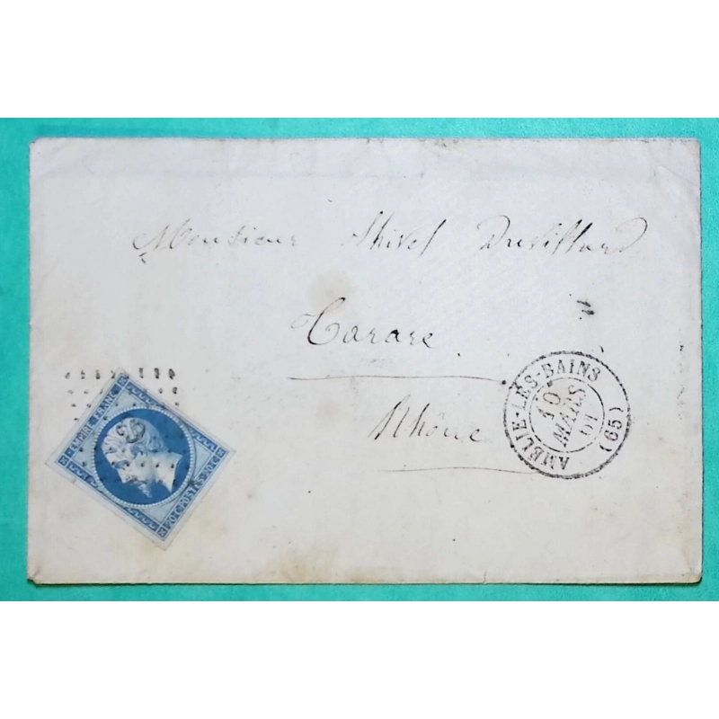 N°14B PC 63 AMELIE LES BAINS PYRENEES ORIENTALES POUR TARARE RHONE 1861 LETTRE COVER FRANCE