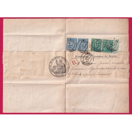 N°75 + 90 PAIRE BAYEUX CALVADOS RECOMMANDE LETTRE COVER
