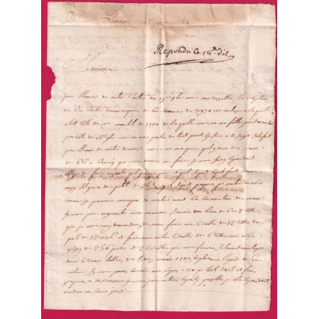 MARQUE DE LIMOUX AUDE LENAIN N°5 INDICE 14 1754 POUR ROMAGNAC LETTRE COVER
