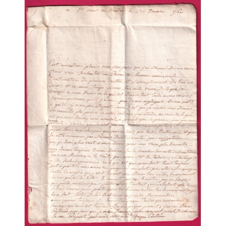 MARQUE ST OMER PAS DE CALAIS 1760 LENAIN N°6 TAXE 19 POUR LOMBEZ HAUTE GARONNE INDICE 13 LETTRE COVER