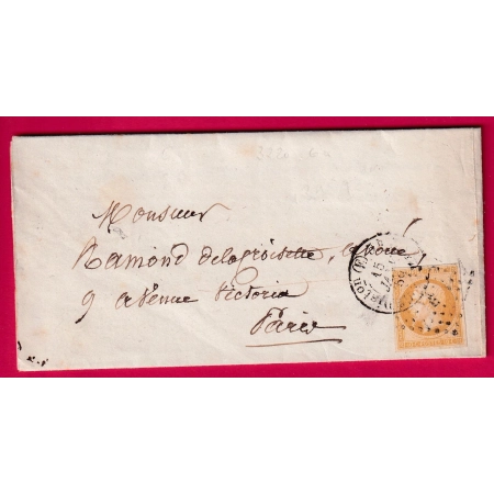 N°13 PARIS BUREAU E POTHION 1520 POUR PARIS 1859 LETTRE COVER