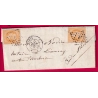 N°13 X2 PARIS BUREAU F POUR AMBOISE INDRE ET LOIRE 1859 LETTRE COVER