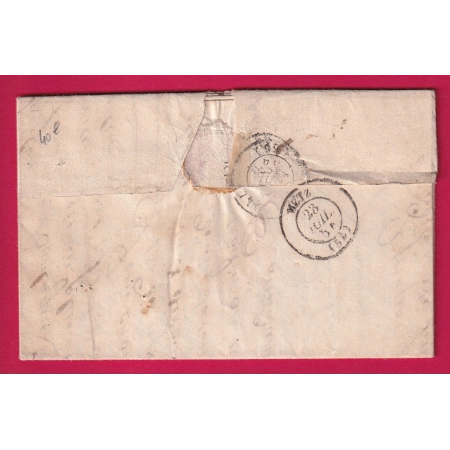 N°14 BLEU LAITEUX 23 JUILLET 1854 PC 3349 THIONVILLE CAD TYPE 1854 POUR ST AVOLD MOSELLE LETTRE COVER