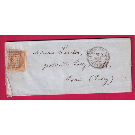 N°13 PARIS BUREAU H POTHION 1520 POUR PARIS PASSY 1862 LETTRE COVER