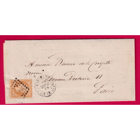 N°21 PARIS BUREAU K LOSANGE RETAILLE POTHION 1520 POUR PARIS 1863 LETTRE COVER