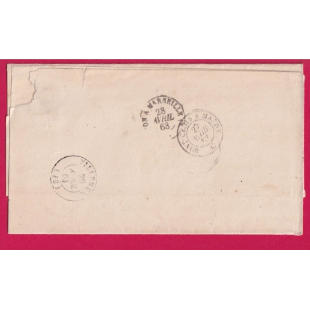 N°22 PC DU GC 2030 LHUIS AIN POUR VILLEMUR HAUTE GARONNE INDICE 17 1863 LETTRE COVER