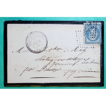 N°22 GC 655 BROUT VERNET ALLIER CAD TYPE 22 POUR ST GERMAIN LEMBRON PUY DE DOME 1867 LETTRE COVER FRANCE