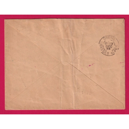 CAD POSTES ET TELEGRAPHE BASSES ALPES TAXE DUVAL 30 DIGNE 1893 CONVOUYEUR LIGNE MARSEILLE A GAP LETTRE COVER