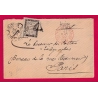 CAD POSTES ET TELEGRAPHE SEINE EN ROUGE TAXE 30C NOIR DUVAL PARIS BUREAU CENTRAL DEPART AMIENS SOMME LETTRE COVER