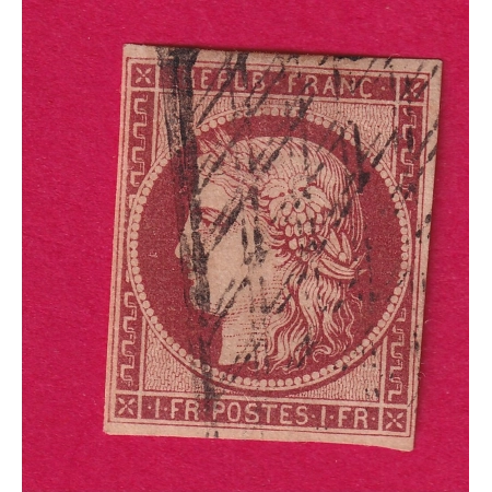 N°6b CARMIN FONCE TB GRILLE SANS FIN TIMBRE BRIEFMARKEN STAMP FRANCE