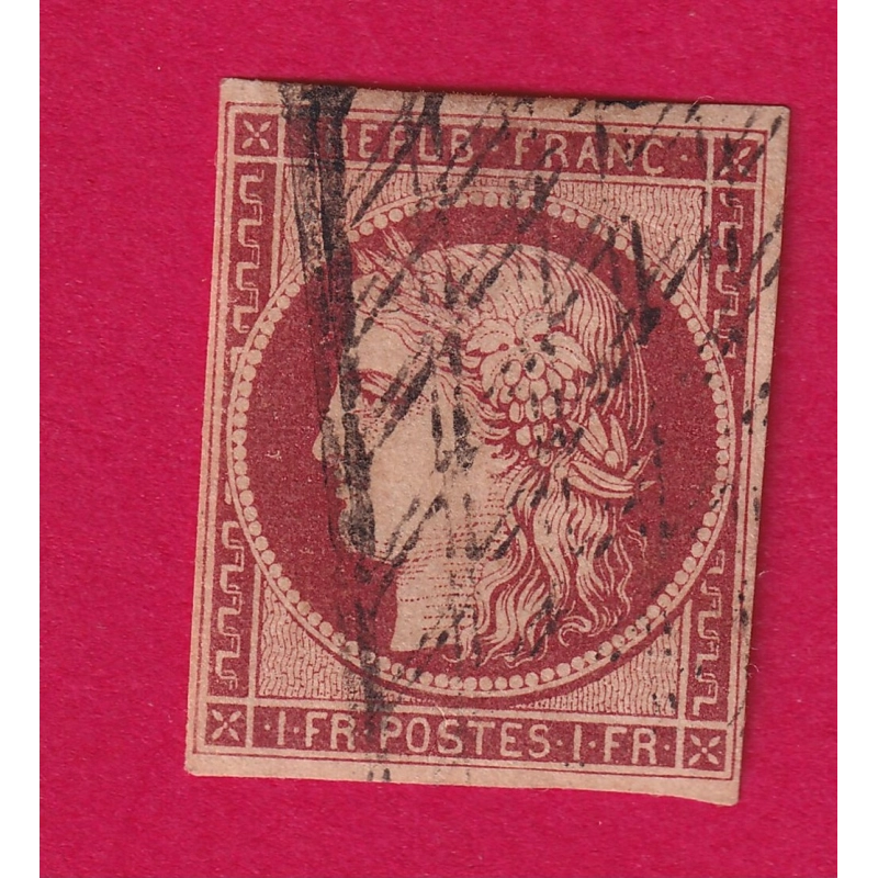 N°6b CARMIN FONCE TB GRILLE SANS FIN TIMBRE BRIEFMARKEN STAMP FRANCE