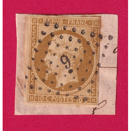 N°9 SUR FRAGMENT PC 9 POINT DE POSITION AGEN LOT ET GARONNE GRILLE TIMBRE BRIEFMARKEN STAMP FRANCE