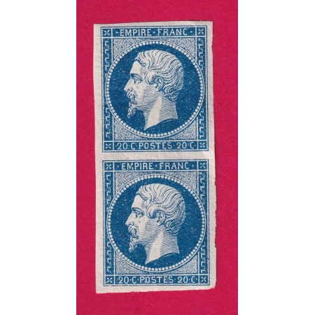 N°14 NEUF GOMME ORIGINE PAIRE BLEU FONCE TIMBRE BRIEFMARKEN STAMP FRANCE