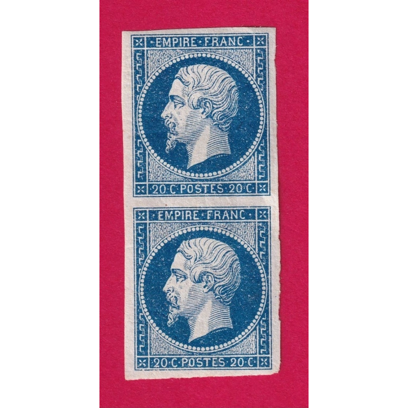N°14 NEUF GOMME ORIGINE PAIRE BLEU FONCE TIMBRE BRIEFMARKEN STAMP FRANCE