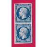N°14 NEUF GOMME ORIGINE PAIRE BLEU FONCE TIMBRE BRIEFMARKEN STAMP FRANCE