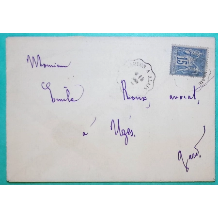 N°90 SAGE CONVOYEUR LIGNE LAUDUN A ALAIS TYPE I POUR UZES GARD 1889 LETTRE COVER FRANCE