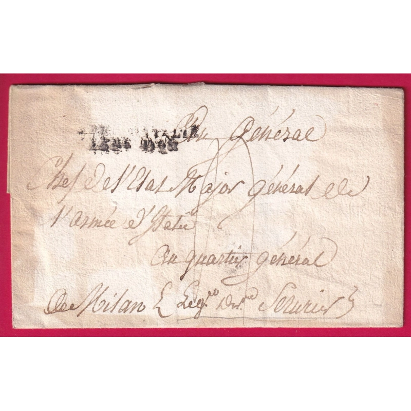 ARMEE ITALIE 13EME DIVISION POUR LE GENERAL ETAT MAJOR DE L'ARMEE ITALIE MILAN PURIFIEE AU VINAIGRE ?? LETTRE COVER