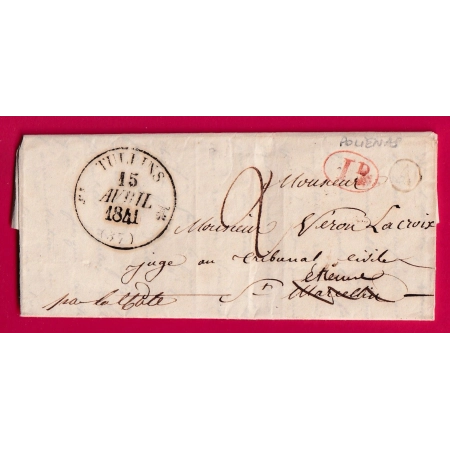 CAD TYPE 12 TULLLINS ISERE BOITE RURALE A POLIENAS + DECIME RURAL POUR ST MARCELLIN PUIS LA COTE ST ANDRE LETTRE COVER