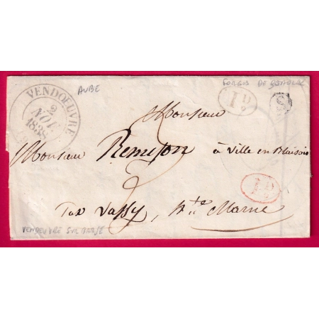 CAD TYPE 13 VENDOEUVRE VENDEUVRE SUR BARSE AUBE BOITE RURALE S BEAULAC DECIME RURAL NOIR ET ROUGE VASSY HAUTE MARNE