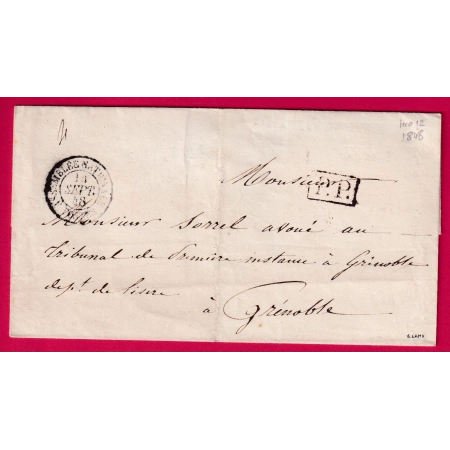 CAD TYPE 15 POSTES ASSEMBLEE NATIONALES + PP PARIS 1848 POUR GRENOBLE ISERE LETTRE COVER