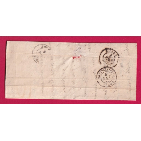 CAD TYPE 15 MARCILLAC D'AVEYRON BOITE RURALE D CLAIRVAUX POUR ANIANE HERAULT 1852 LETTRE COVER