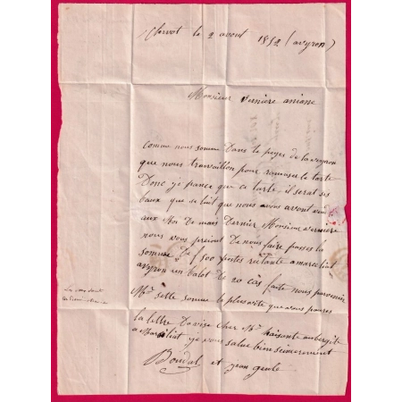 CAD TYPE 15 MARCILLAC D'AVEYRON BOITE RURALE D CLAIRVAUX POUR ANIANE HERAULT 1852 LETTRE COVER