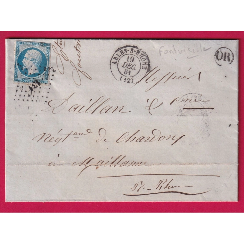 N°14 PC 131 ARLES SUR RHONE BOUCHES DU RHONE OR FONTVIELLE POUR MAILLANNE LETTRE COVER