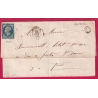 N°14 PC 1999 MILLAU AVEYRON BOITE RURALE C AGUESSAC POUR PARIS 1859 LETTRE COVER