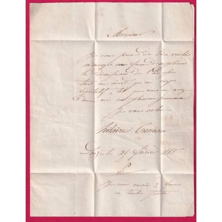 N°22 GC 1876 JOIGNY YONNE BOITE RURALE J LOOZE POUR AUXERRE  LETTRE COVER