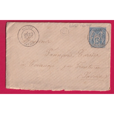 N°90 CAD TYPE 18 FLUMET SAVOIE BOITE RURALE C CREST VOLLAND POUR TOURNON PAR FRONTENEX SAVOIE LETTRE COVER