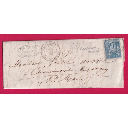 N°90 BOURMONT HAUTE MARNE BOITE RURALE H GRAFFIGNY CHEMIN POUR CHAUMONT LETTRE COVER