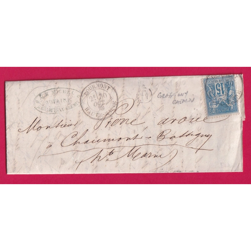 N°90 BOURMONT HAUTE MARNE BOITE RURALE H GRAFFIGNY CHEMIN POUR CHAUMONT LETTRE COVER