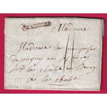 MARQUE VERSAILLES SEINE ET OISE LENAIN N°10 1786 INDICE 14 POUR LA CHATRE INDRE LETTRE COVER