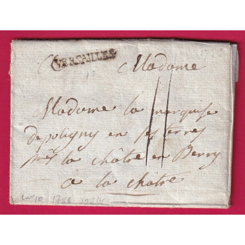 MARQUE VERSAILLES SEINE ET OISE LENAIN N°10 1786 INDICE 14 POUR LA CHATRE INDRE LETTRE COVER