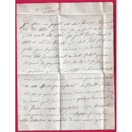 MARQUE VERSAILLES SEINE ET OISE LENAIN N°10 1786 INDICE 14 POUR LA CHATRE INDRE LETTRE COVER