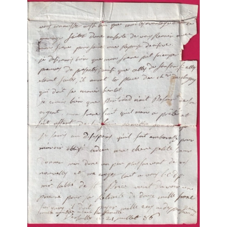 MARQUE VERSAILLES SEINE ET OISE LENAIN N°10 1786 INDICE 14 POUR LA CHATRE INDRE LETTRE COVER