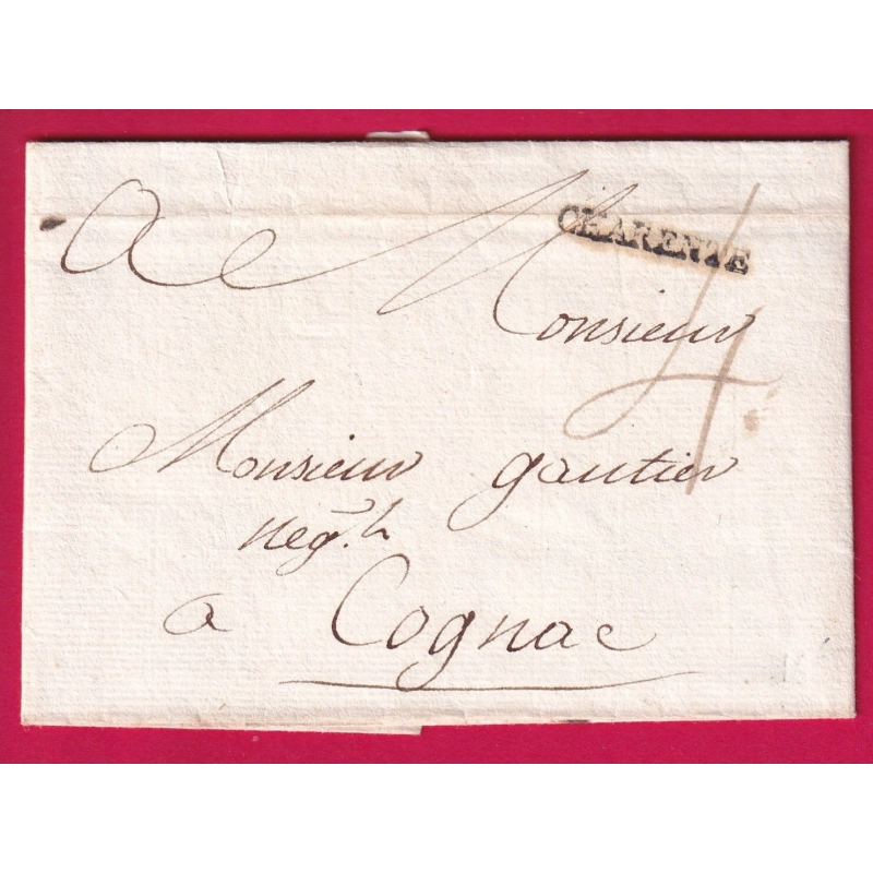 MARQUE CHARENTE DE TONNAY LENAIN N°3 1766 POUR COGNAC CHARENTE LETTRE COVER