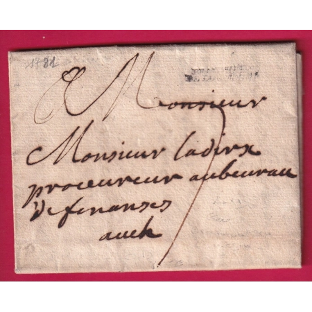 MARQUE BEAUMONT DE LOMAGNE HAUTE GARONNE LENAIN N°3 INDICE 17 1781 POUR AUCH LETTRE COVER