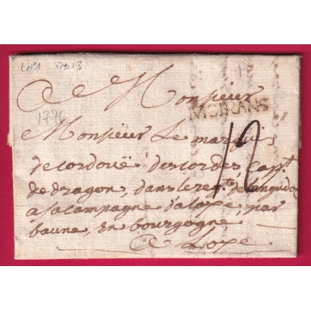 MARQUE MOIRANS ISERE 1776 LENAIN N°1 INDICE 13 POUR BEAUNE COTE D'OR LETTRE COVER