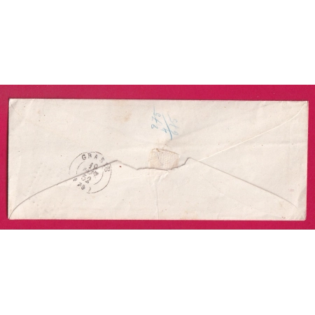 N°4 BLEU FONCE SUR JAUNATRE PC 601 CANNES VAR POUR GRASSE 1852 ALPES MARITIMES LETTRE COVER