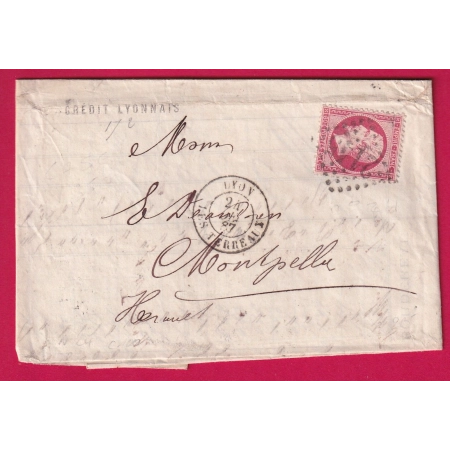 N°24 GC 2145 LYON LES TERREAUX RHONE MONTPELLIER LETTRE COVER